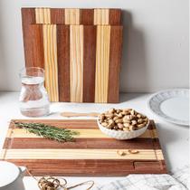 Kit 3 Tabua Madeira Multiuso Churrasco Retangular 42 35 30cm