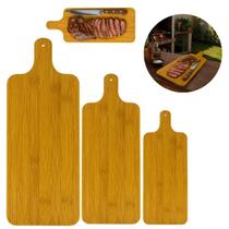 Kit 3 Tábuas Bambu P/ Corte Cozinha Natural Premium