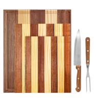 Kit 3 Tabuas Cortar Resistente 45 35 30cm + 2 Peças Talher