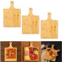 Kit 3 Tábuas de Corte Bambu com Alça para Petiscos 32x20cm