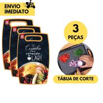 Kit 3 Tábuas de Corte Estampadas para Carne, Legumes e Frutas Higiência Versátil, Prática para Cozin