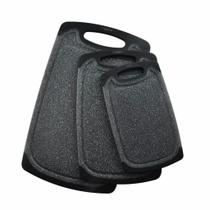 Kit 3 Tábuas de Corte Plástico Antiderrapante Cinza
