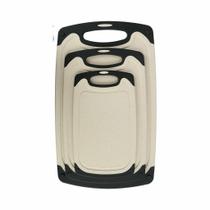 Kit 3 Tábuas de Corte Plástico Antiderrapante Cinza