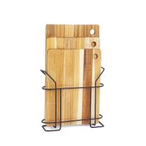 Kit 3 Tábuas De Madeira Com Suporte Em Aço - Stolf Kit 3 Tábuas De Madeira Com Suporte Em Aço - Stolf