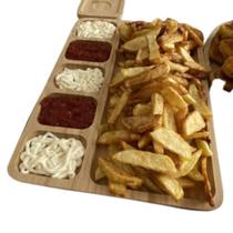 Kit 3 Tábuas Petiscos Com Divisoria Bambu Elegante Retangular