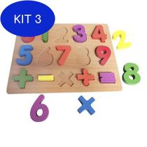 Kit 3 Tabuleiro Com Números Sinais Matemáticos Brinquedo