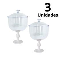 Kit 3 Taça Americana C/ Tampa 1.250L Transparente Sobremesas