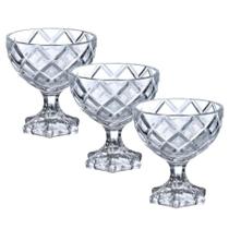 Kit 3 Taças Sobremesas De Vidro Sorvete Pineapple Diamond Diamante 170ml