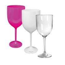 Kit 3 Taças Vinho Rosa, Branca E Transparente Acrílico