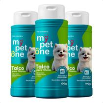 Kit 3 Talco Higiênico Perfumado Para Cães Filhotes Mypetone - 100g Kit 3 Talco Higiênico Perfumado Para Cães Filhotes Mypetone - 100g