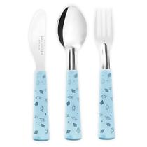 Kit 3 Talher Infantil Inox Divertido Transição Alimentar Faca Sem Ponta Menino Menina Martinazzo