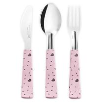 Kit 3 Talher Infantil Inox Divertido Transição Alimentar Faca Sem Ponta Menino Menina Martinazzo