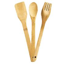 Kit 3 Talheres Grande Utensílios Cozinha em Bambu Kit 3 Talheres Grande Utensílios Cozinha em Bambu