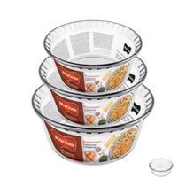 Kit 3 Tamanhos de Forma Vidro Travessa Suflê Redonda Marinex