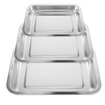 Kit 3 Tamanhos Forma Retangular de Inox Assadeira P/ Bolo