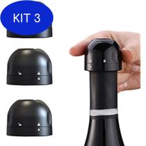 Kit 3 Tampa Rolha Para Vinho Champanhe Com Trava