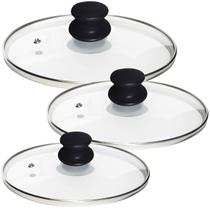 Kit 3 Tampas de Vidro Temperado Grandes 26 28 e 30 cm Para Panelas e Frigideiras