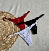 Kit 3 Tanga Renda Com Alças reguláveis Feminina Sensual Lingerie