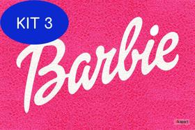 Kit 3 Tapete Capacho Personalizado Logo Barbie (Mod 1) 60X40