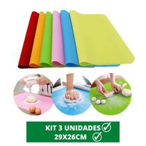 Kit 3 Tapete Culinário Silicone Pequeno Várias Cores 29x26cm