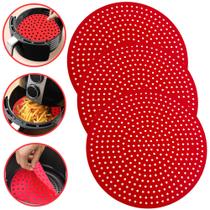 Kit 3 Tapete em Silicone Forro Protetor para Fritadeira Elétrica Airfryer Antiaderente Reutilizável Redondo 28cm