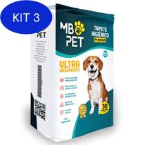 Kit 3 Tapete Higiênico MB PET Premium Ultra Absorvente 30