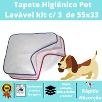 Kit 3 tapete higiênico pet lavável reutilizável 40x33cm PP