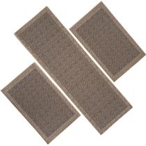 Kit 3 Tapete Passadeira Antiderrapante Cozinha Emborrachado 1.5 M 0.5 M Marrom C/ Bege