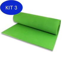 Kit 3 Tapete Yoga Pilates - Yoga Mat 1,80X0,55M - Verde Am