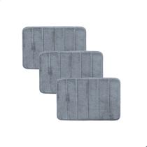 Kit 3 Tapetes de Banheiro Antiderrapante Emborrachado Macio Super Soft Cinza Escuro - Camesa