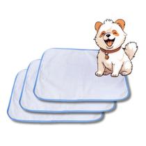 Kit 3 Tapetes Higienicos Lavaveis 70x50 - BRANCO C BORDA AZUL - Sanitário Ecológico para Cães