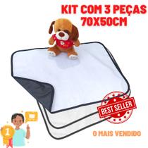 Kit 3 Tapetes Higiênicos Laváveis para Cães de Porte Médio/Grande 70x50cm - vila flor