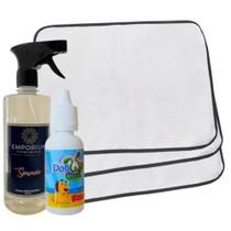 Kit 3 Tapetes Higiênicos Pet + Água perfumada Spray 500ml Emporium + Xixi Sim P/Pets 20ml