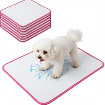 Kit 3 Tapetes Inteligente Absorvente Xixi Pet Lavável Branco e Rosa 70x50cm