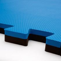 Kit 3 Tatame Tapete EVA 1x1 m 20mm 100x100x2cm Preto e Azul