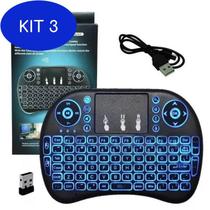 Kit 3 Teclado Mini Keyboard Air Mouse Touch Tv Sem Fio Smart