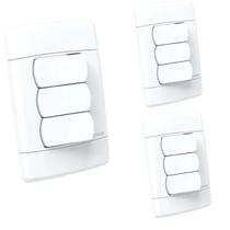 Kit 3 Teclas Triplas Interruptor Simples 10A Embutir Enerbra Kit 3 Teclas Triplas Interruptor Simples 10A Embutir Enerbra