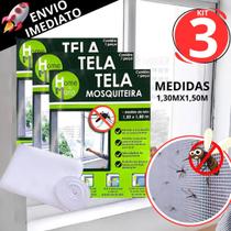 Kit 3 Tela Mosquiteiro Protetora Com Fita Colante Janela Ajustável Contra Insetos Dengue Mosquitos - HM