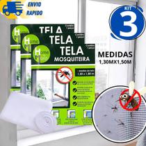 Kit 3 Tela Mosquiteiro Protetora Com Fita Colante Janela Ajustável Contra Insetos Dengue Mosquitos