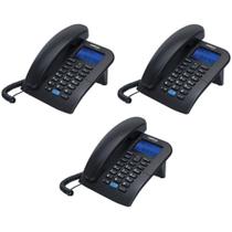 Kit 3 Telefone Fixo Com Bina Para Escritório Consultório Homologação: 46801603111