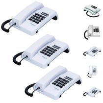 Kit 3 Telefones Fixos com Fio Intelbras TC 50 Instalação Mesa ou Parede Escritório Consultório
