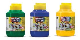 Kit 3 TEMPERA GUACHE - 250ml - VERDE AZUL AMARELO - 020250511 / 020250559 / 020250505