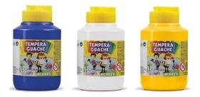 Kit 3 TEMPERA GUACHE Acrilex - 250ml - AZUL BRANCO AMARELO - 02025559 / 02025519 / 02025505