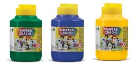 Kit 3 TEMPERA GUACHE Acrilex - 250ml - VERDE AZUL AMARELO