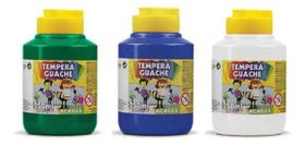 Kit 3 TEMPERA GUACHE Acrilex - 250ml - VERDE AZUL BRANCO - 02025511 / 02025559 / 02025519