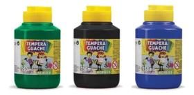 Kit 3 TEMPERA GUACHE Acrilex - 250ml - VERDE PRETO AZUL - 02025511 / 02025520 / 02025559