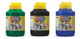 Kit 3 TEMPERA GUACHE Acrilex - 250ml - VERDE PRETO AZUL - 02025511 / 02025520 / 02025559