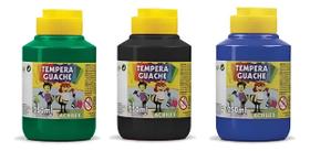 Kit 3 TEMPERA GUACHE Acrilex - 250ml - VERDE PRETO AZUL Kit 3 TEMPERA GUACHE Acrilex - 250ml - VERDE PRETO AZUL