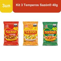 Kit 3 Temperos Sazón 40g Ajinomoto - Carnes, Frango e Legumes