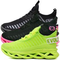 Kit 3 Tênis Casual Esportivo Corrida Macio Verde/Rosa Kit 3 Tênis Casual Esportivo Corrida Macio Verde/Rosa
